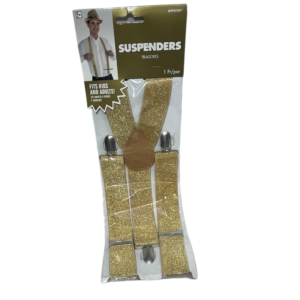 AMSCAN GOLD SPARKLE SUSPENDERS‎ FOR KIDS/ADULTS
NEW